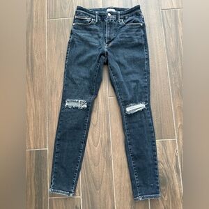 Good American Dark Blue Distressed Skinny Jeans